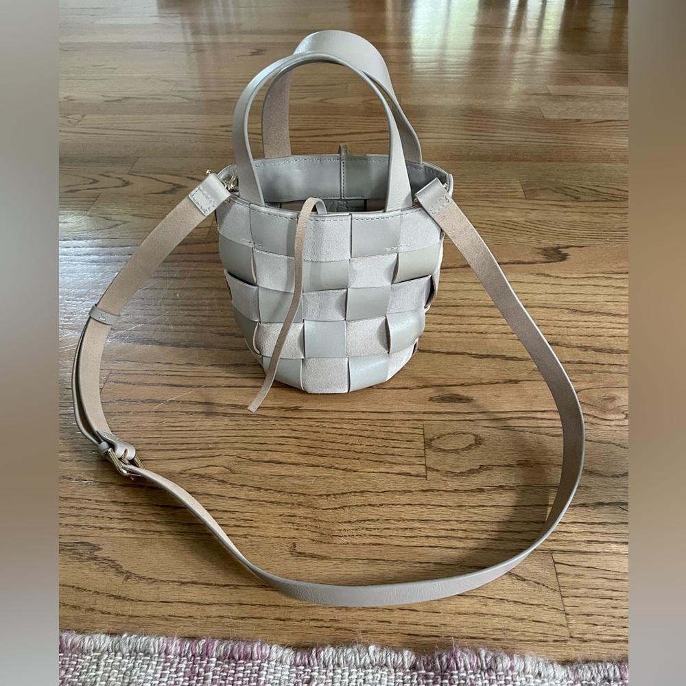 J. Crew Woven Bucket Crossbody Bag in Light Beige